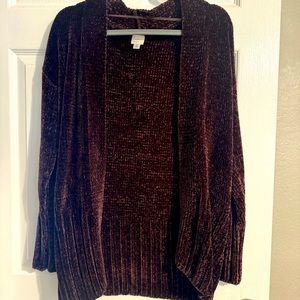 Target A New Day Raisin Purple Chenille Open Front Cardigan, size XS